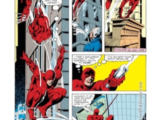 Daredevil #202, pg. 2; pencils, William Johnson; inks, Danny Bulanadi; New York City, Manhattan, billy club