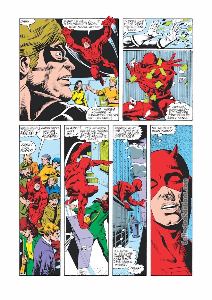 Daredevil #203, pg. 12; pencils, Geof Isherwood; inks, Danny Bulanadi; Trump, Carlton Sanders, first appearance