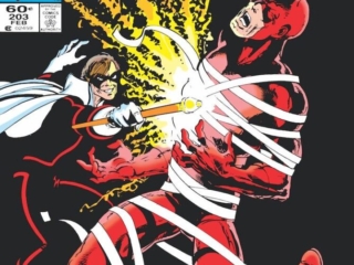 Daredevil #203 cover; pencils and inks, John Byrne; Trump