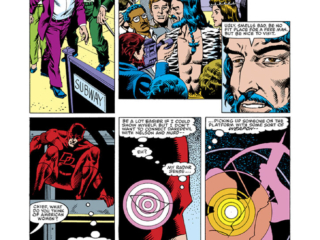 Daredevil #204, pg. 3; pencils, Luke McDonnell; inks, Danny Bulanadi; Matt Murdock, Micah Synn