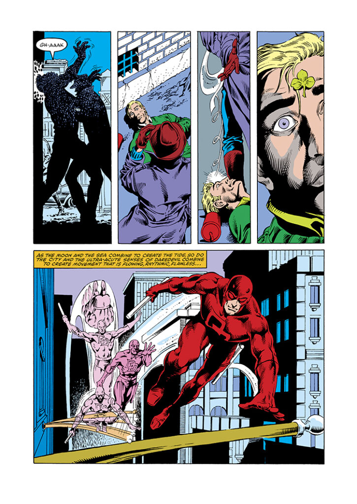 Daredevil #205, pg. 2; pencils, William Johnson; inks, Danny Bulanadi; Matt Murdock, shamrock