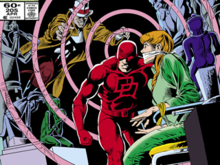 Daredevil #205 cover; pencils, William Johnson; inks, uncredited; Night of the Gael, Glorianna O&rsquo;Breen, Matt Murdock, radar sense