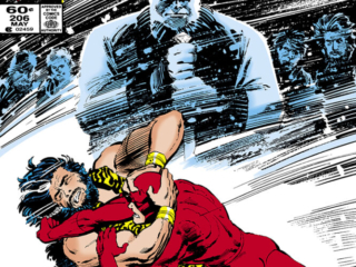 Daredevil #206 cover; pencils, Ed Hannigan; inks, Klaus Janson; Matt Murdock, Micah Synn, the Kingpin, Wilson Fisk