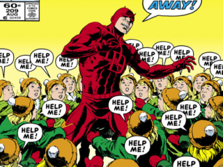 Daredevil #209 cover; pencils and inks, David Mazzucchelli; Matt Murdock, Keep Away, Help Me