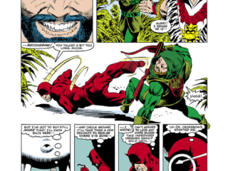 Daredevil #210, pg. 17; pencils, David Mazzucchelli; inks, Danny Bulanadi; Matt Murdock, Crossbow