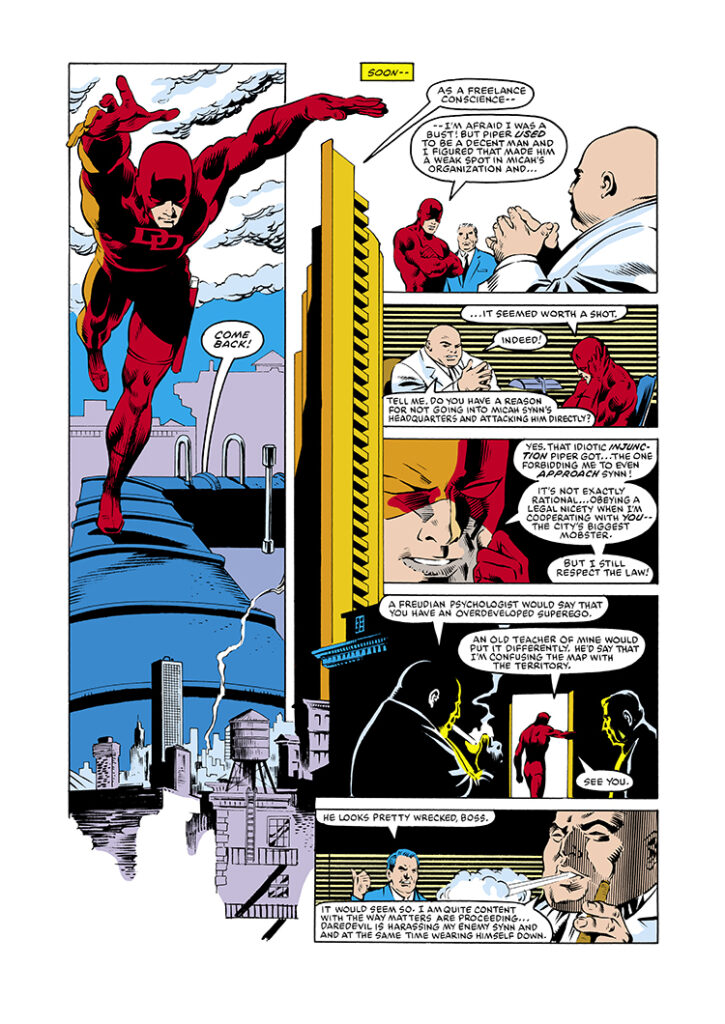 Daredevil #213, pg. 13; pencils, David Mazzucchelli; inks, Danny Bulanadi; Matt Murdock, Kingpin, Wilson Fisk