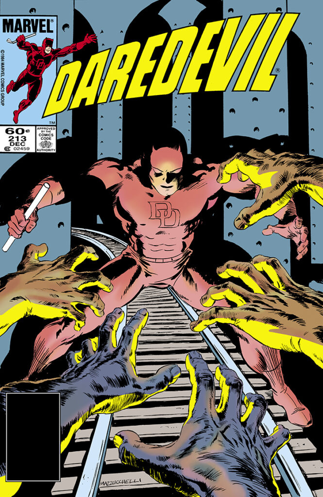 Daredevil #213 cover; pencils and inks, David Mazzucchelli; Matt Murdock