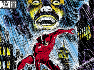 Daredevil #214 cover; pencils and inks, David Mazzucchelli; Matt Murdock, Micah Synn No More