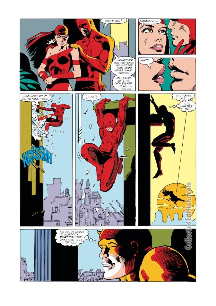 Daredevil #175, pg. 3; pencils, Frank Miller; inks, Klaus Janson; Matt Murdock, Elektra