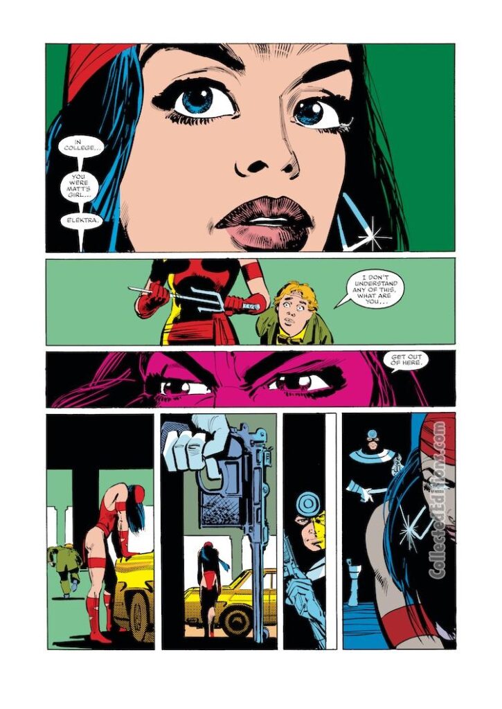 Daredevil #181, pg. 19; pencils, Frank Miller; inks, Klaus Janson; Elektra versus Bullseye, Death of