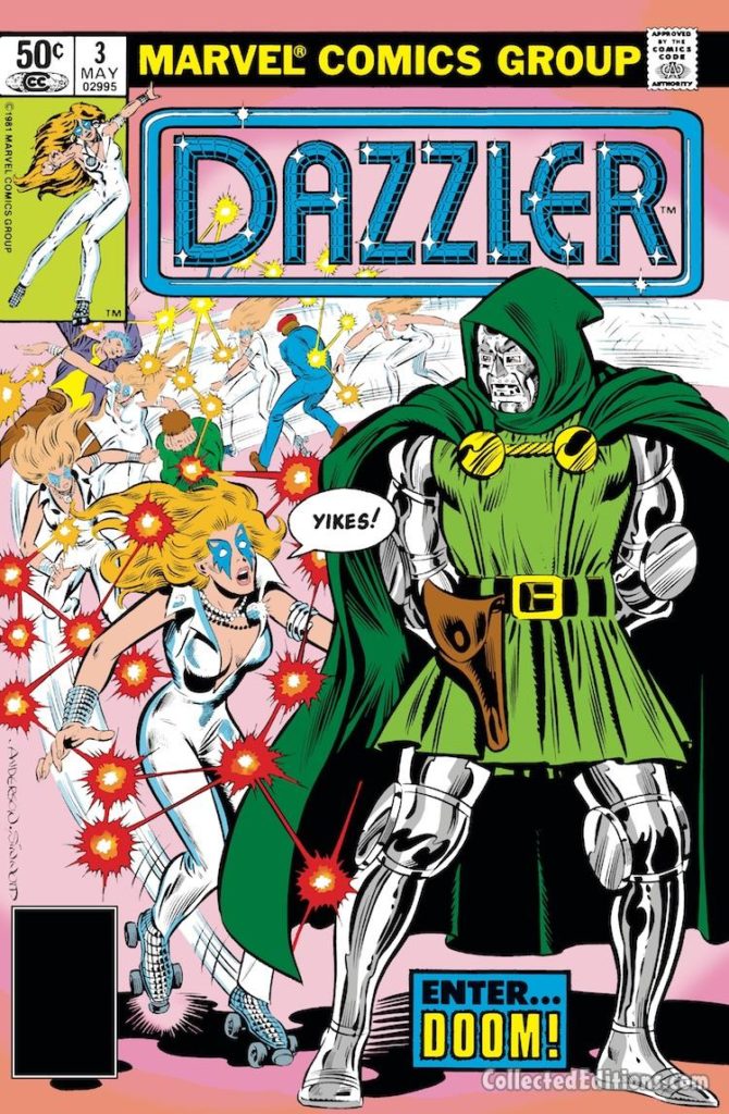Dazzler #3 cover; pencils, Brent Anderson; inks, Joe Sinnott; Doctor Doom