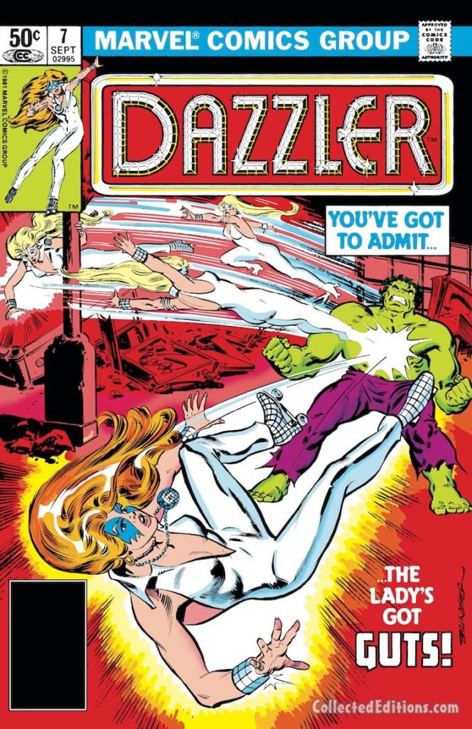 Dazzler #7 cover; pencils and inks, Frank Springer; Incredible Hulk
