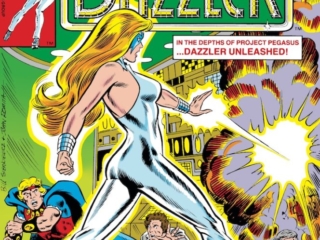 Dazzler #9 cover; pencils, Bill Sienkiwicz; inks, John Romita Sr. Dazzler #9 cover; pencils, Bill Sienkiwicz; inks, John Romita, Sr.; Project Pegasus, Quasar