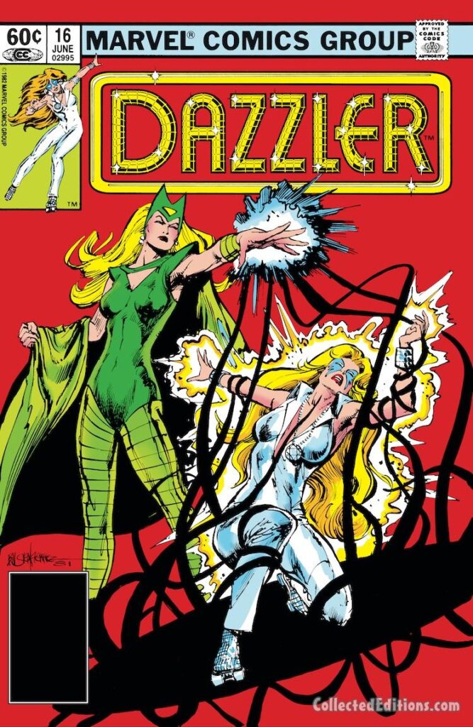 Dazzler #16 cover; pencils and inks, Bill Sienkiewicz; Enchantress, Amora