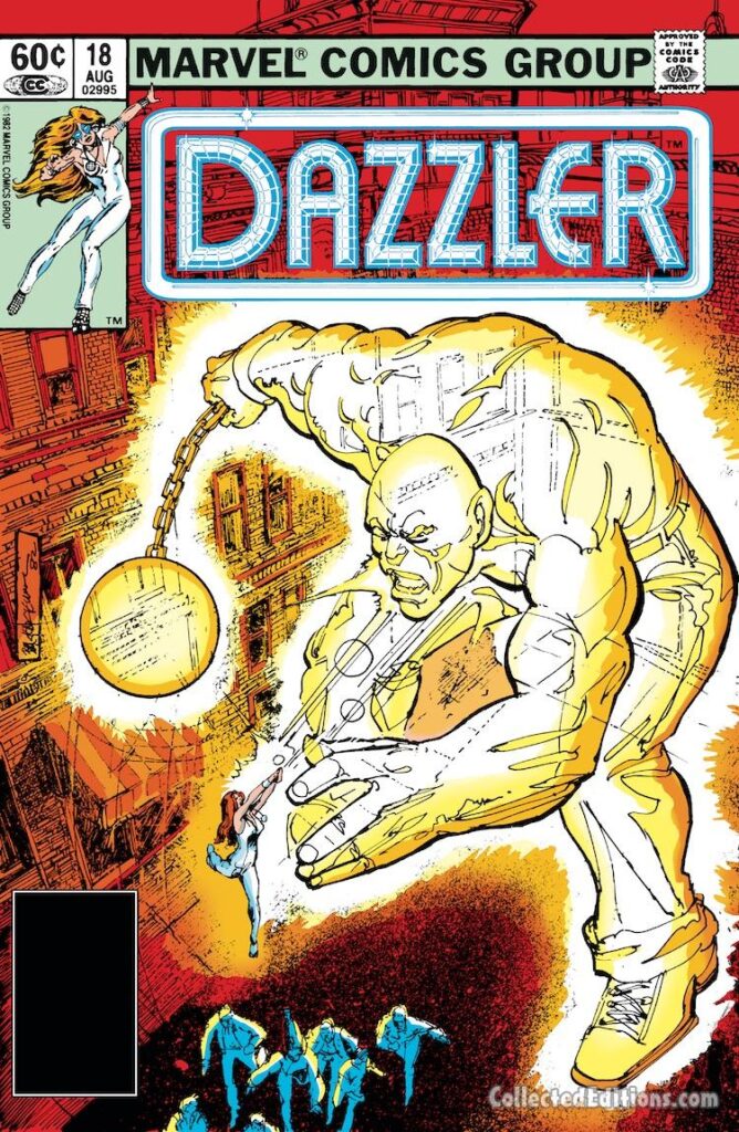 Dazzler #18 cover; pencils and inks, Bill Sienkiewicz; Absorbing Man