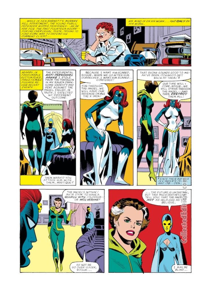 Dazzler #22, pg. 10; pencils, Frank Springer; inks, Vince Colletta; Rogue, Mystique, Destiny, Sisterhood of Evil Mutants; Ken Barnett