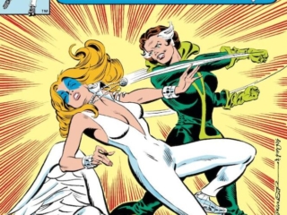 Dazzler #22 cover; pencils, Frank Springer; inks, Dave Simons Dazzler #22 cover; pencils, Frank Springer; inks, Dave Simons; Rogue, Angel