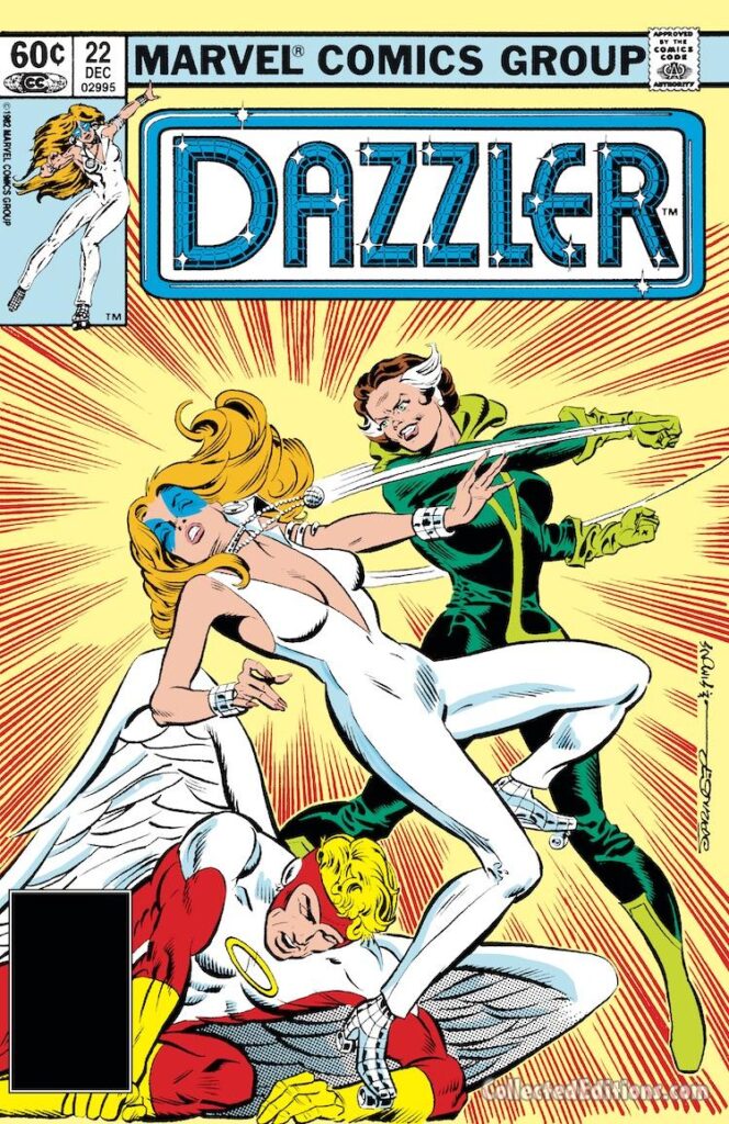 Dazzler #22 cover; pencils, Frank Springer; inks, Dave Simons; Rogue, Angel