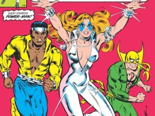 Dazzler #24 cover; pencils and inks, Frank Springer Dazzler #24 cover; pencils and inks, Frank Springer; Power Man and Iron Fist, Danny Rand, Luke Cage, Heroes For Hire
