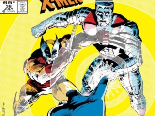 Dazzler #38 cover; pencils and inks, Jackson Guice; Versus the X-Men, Colossus, Wolverine