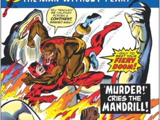 Daredevil #112 cover; pencils, Gil Kane; Murder Cries the Mandrill/Shanna the She-Devil