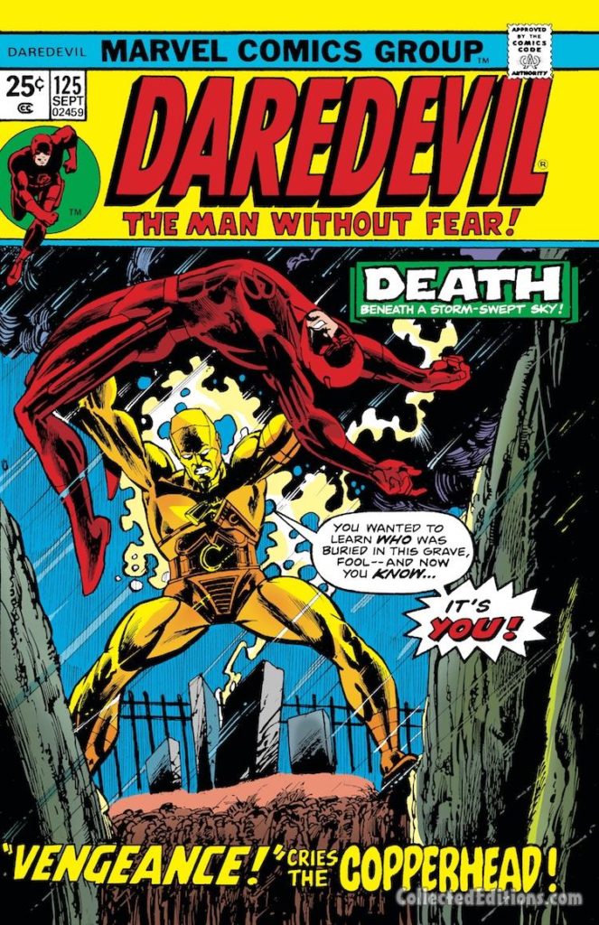 Daredevil #125 cover; pencils, Gil Kane; inks, Klaus Janson; Copperhead, Black Widow
