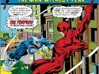 Daredevil #126 cover; pencils, Gil Kane; inks, Frank Giacoia; Torpedo, Black Widow