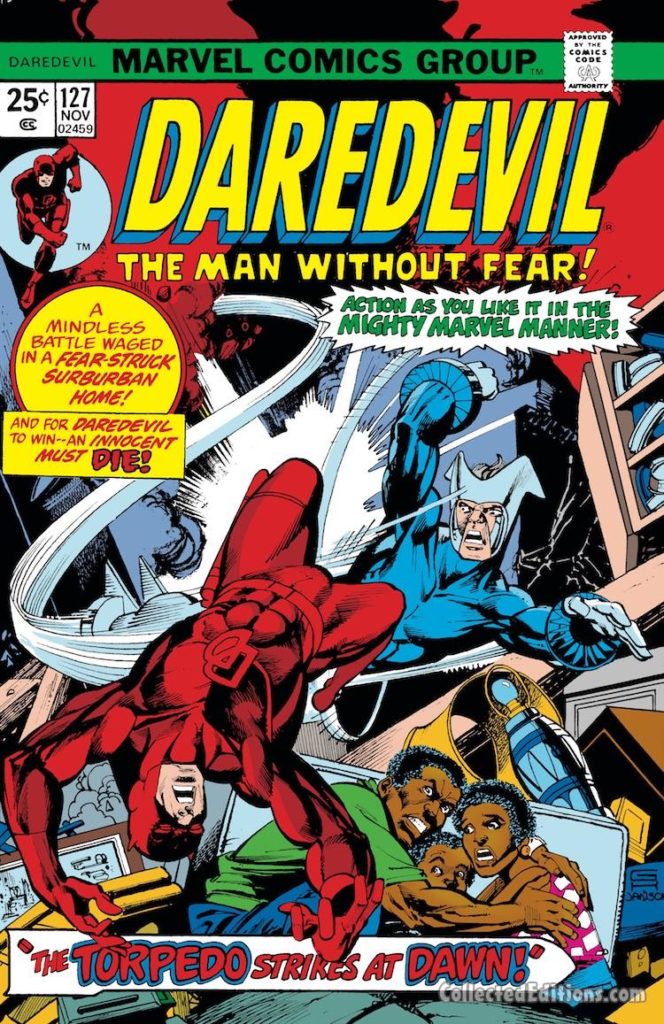 Daredevil #127 cover; pencils, Gil Kane; inks, Klaus Janson, Torpedo