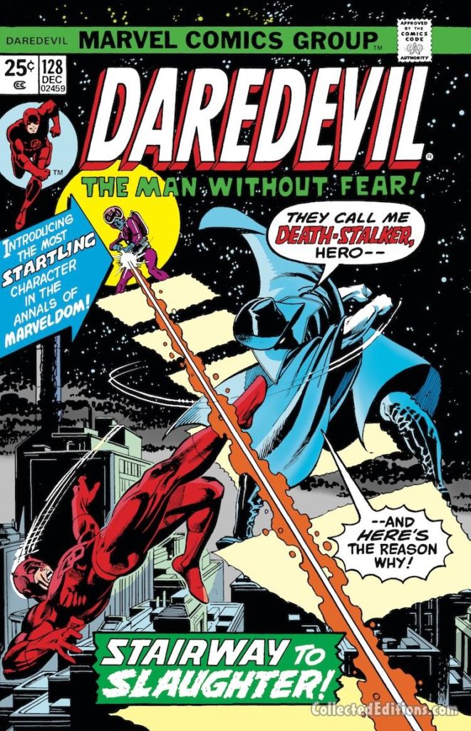 Daredevil #128 cover; pencils, Gil Kane; inks, Klaus Janson; Death-Stalker
