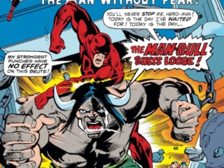 Daredevil #129 cover; pencils, Rich Buckler; inks, Klaus Janson; Man-Bull