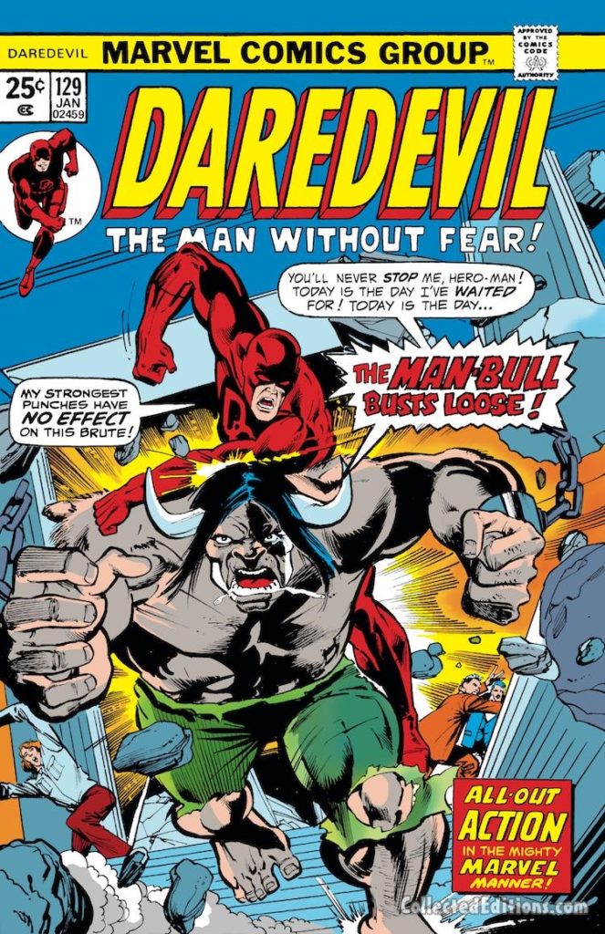 Daredevil #129 cover; pencils, Rich Buckler; inks, Klaus Janson; Man-Bull