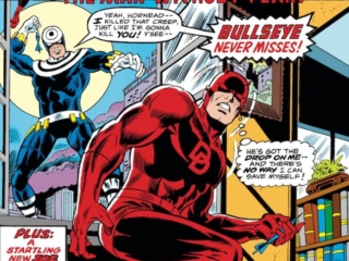 Daredevil #131 cover; pencils, Rich Buckler; inks, Frank Giacoia; Bullseye first appearance
