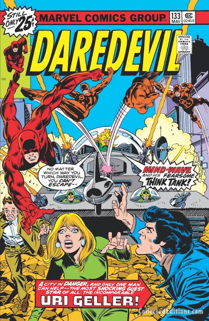 Daredevil #133 cover; pencils, Gil Kane; Uri Geller