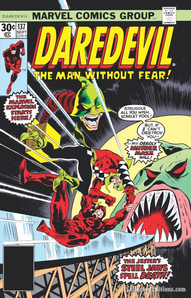 Daredevil #137 cover; pencils, John Buscema; The Jester