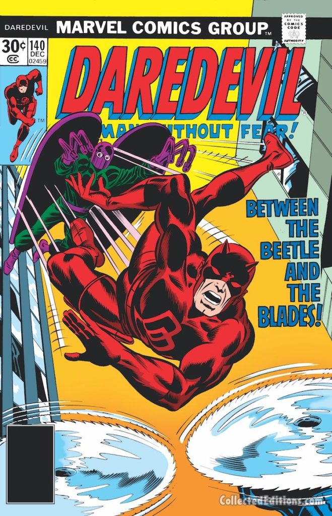 Daredevil #140 cover; pencils, Dave Cockrum; inks, Joe Sinnott; The Beetle