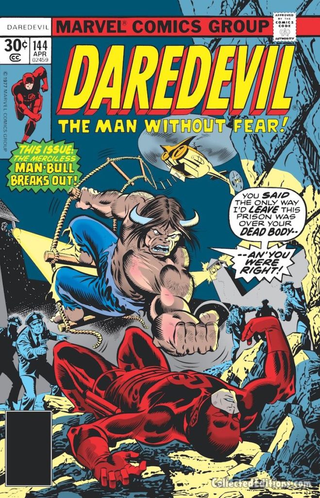 Daredevil #144 cover; pencils, Ed Hannigan; Man-Bull