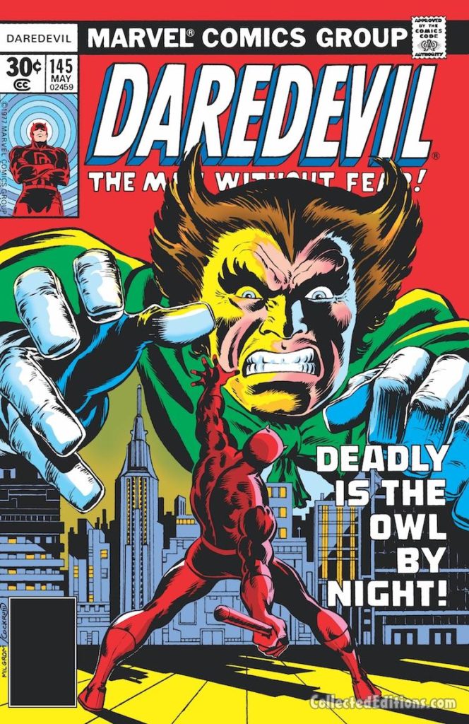 Daredevil #145 cover; pencils, Al Milgrom; inks, Dave Cockrum; The Owl