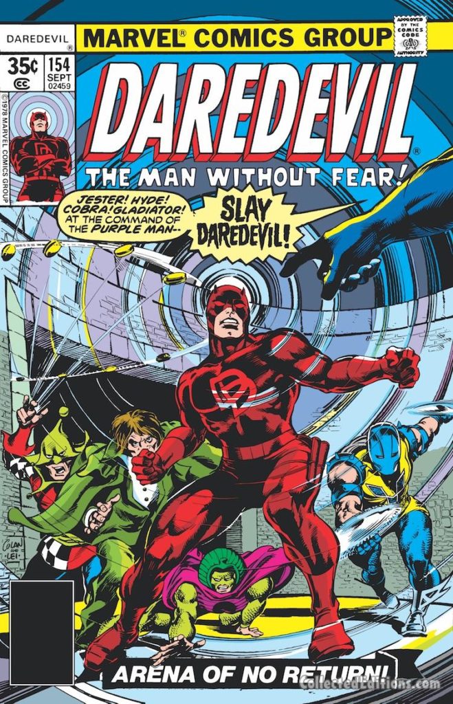 Daredevil #154 cover; pencils, Gene Colan; inks, Steve Leialoha