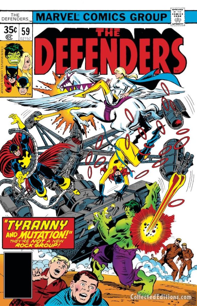 Defenders #59 cover; pencils, George Pérez; inks, Tony DeZuniga