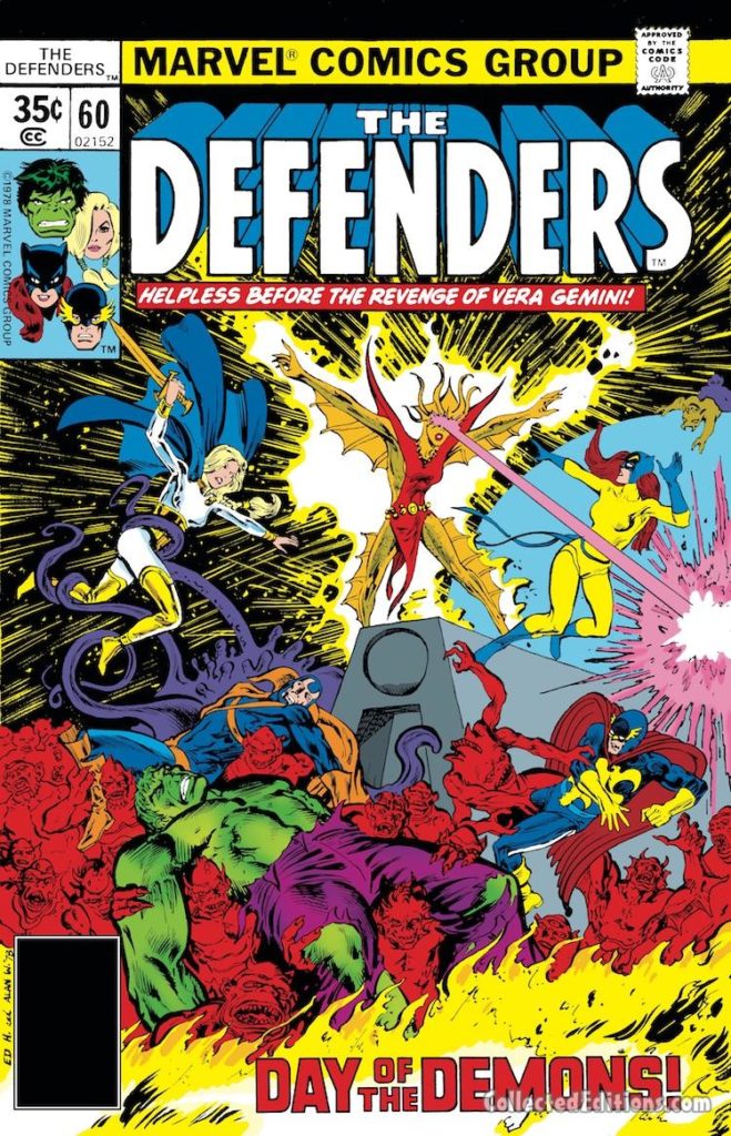 Defenders #60 cover; pencils, Ed Hannigan; inks, Alan Weiss