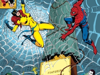 Defenders #61 cover; pencils, Ed Hannigan; inks, Ernie Chan; Hellcat/Spider-Man/Lunatik