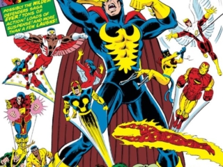 Defenders #62 cover; pencils, John Romita Jr.; inks, Bob Layton; Nighthawk/Archie Goodwin