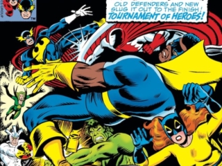 Defenders #63 cover; pencils and inks, Joe Sinnott; Black Goliath/Bill Foster