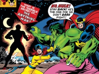 Defenders #69 cover; pencils, Herb Trimpe; inks, Bob Layton The Anything Man