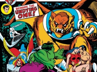 Defenders #3 cover; pencils and inks, Gil Kane; additional art, John Buscema and Sal Buscema; Beware the Undying One, Hulk, Doctor Strange, Silver Surfer, Nameless One, Barbara Norris