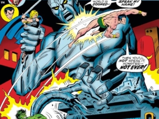 Defenders #5 cover; pencils, Sal Buscema; inks, John Verpoorten; Yandroth, Valkyrie