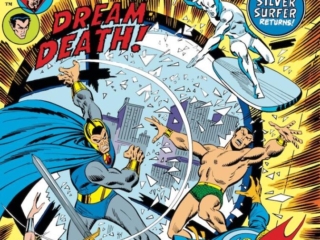 Defenders #6 cover; pencils and inks, Sal Buscema; Cyrus Black, Doctor Strange, Sub-Mariner, Valkyrie