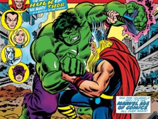 Defenders #10 cover; pencils and inks, John Romita Sr.; Thor vs. Hulk, Avengers/Defenders War