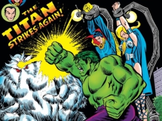 Defenders #12 cover; pencils and inks, John Romita Sr.; Xemnu the Titan, Doctor Strange, The Hulk, Valkyrie