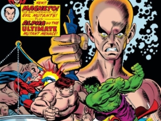 Defenders #16 cover; pencils, Gil Kane; inks, Frank Giacoia; alterations, John Romita Sr.; Magneto, Brotherhood of Evil Mutants, Blob vs. Hulk